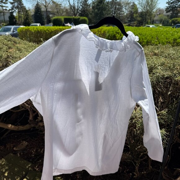 Chaps Women's Plus Size Pullover Cotton Top with Ruffle V-Neck NWT - Picture 12 of 13